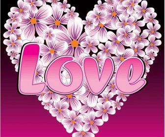 San Valentín Día Amor Flor Corazón Con Vectores Texto