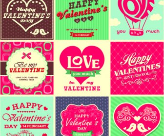 Hari Valentine Hiasan Dan Label Vector Set