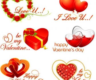 Valentine Design Elements Red Heart Shapes Decor