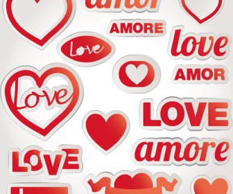 Valentine Elements Stickers Vector
