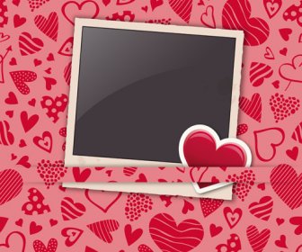 Valentinstag Herzen Foto Frame Hintergrund Vector