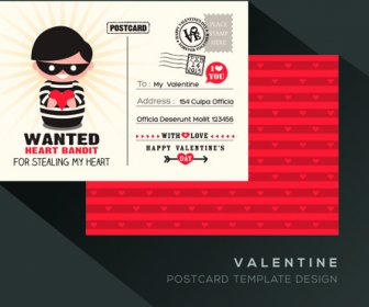 Valentine Postcard Template Elegant Design