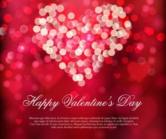 Valentine Merah Latar Belakang Dengan Jantung Mengkilap Vektor