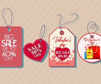 Valentine Sale Tags Sets Various Shapes Romantic Style