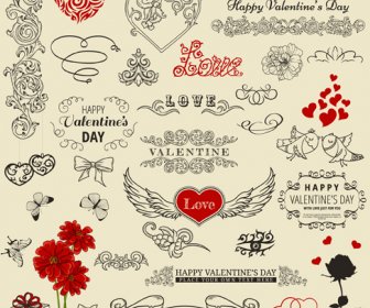 Adornos Vintage Valentine Vector De Elementos De Diseño