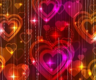 Valentine39s Hari Cahaya Bintang Vektor Yang Dibentuk Hati