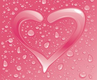 Kalpler Vektör Valentine8217s Gün Su Damlaları