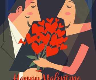 Valentine Latar Belakang Pasangan Romantis Hati Bunga Ikon
