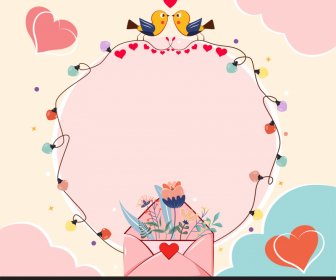 Valentines Background Template Elegant Flat Classical Love Elements