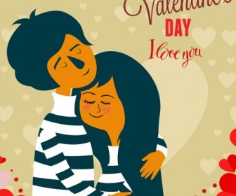 Valentines Banner Love Couple Icon Classical Design