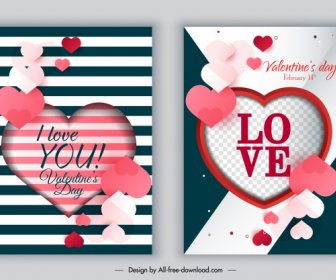 발렌타인 카드 템플릿 현대 밝은 다채로운 마음 모양
