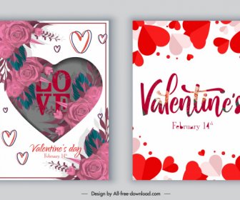 Valentines Card Template Dekorasi Hati Bunga Modern