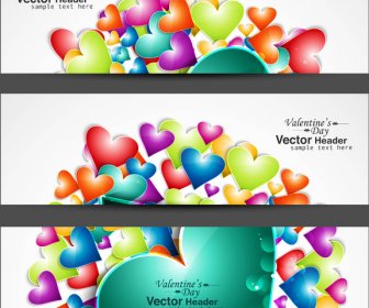 latar belakang vector putih header warna-warni cerah hari kasih sayang