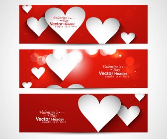 Valentines Day Bright Colorful Header Vector White Background