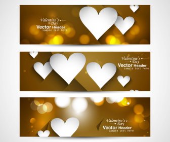 Latar Belakang Vector Putih Header Warna-warni Cerah Hari Kasih Sayang