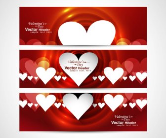 Fondo De Vector Blanco Brillante Encabezado Colorido Día De San Valentín