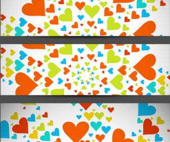 Valentines Day Bright Colorful Header Vector White Background