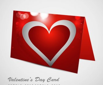 Valentines Day Card For Shiny Colorful Heart Design Illustration