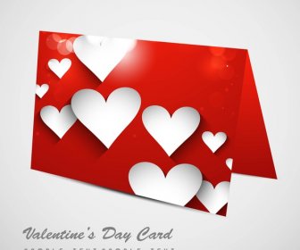 光沢のあるカラフルなハート デザイン イラストのバレンタインデー カード