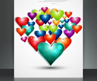 Dia Dos Namorados Cartão Coração Reflexão Brochura Modelo Fundo Ilustração Vetorial