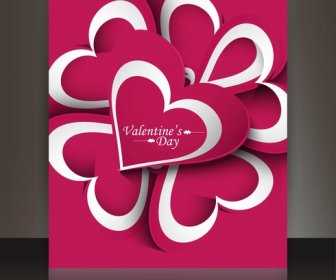 Dia Dos Namorados Cartão Coração Reflexão Brochura Modelo Fundo Ilustração Vetorial