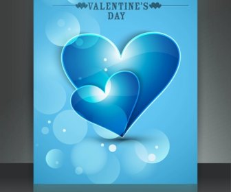 Valentinstag Karte Herz Reflexion Broschüre Vorlage Hintergrund Vektor-illustration
