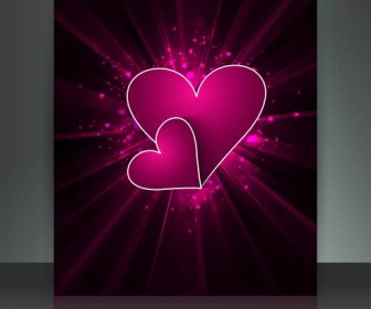 バレンタインの日カード心反射パンフレット テンプレート背景ベクトル イラスト