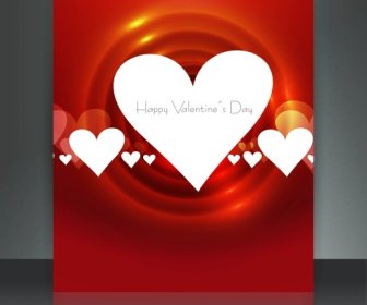 バレンタインの日カード心反射パンフレット テンプレート背景ベクトル イラスト