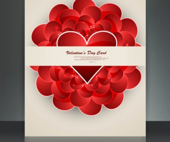 Valentines Day Card Heart Reflection Brochure Template Background Vector Illustration