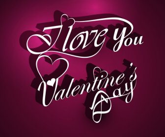Valentines Day Card With Lettering Text Beautiful Design Vector