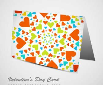 Valentinstag Bunte Herzen Ehe Kartensatz Vektor