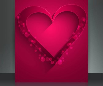 Sevgililer Günü Için Broşür şablonu Kalp Arka Plan Renkli Vektör