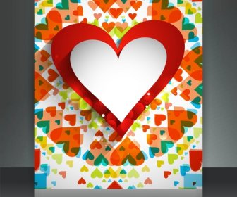 Dia De São Valentim Para Brochura Modelo Coração Fundo Colorido Vector