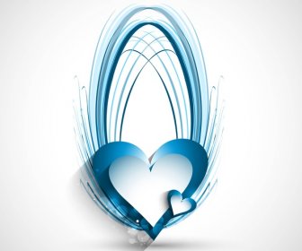 Valentinstag Herz Grusskarte Blaue Welle Bunte Weißen Hintergrund Vektor