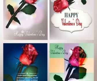 Día De San Valentín Tarjetas Rosa Diseño Vector