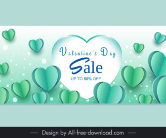 День Святого Валентина распродажа плакат шаблон динамический 3d сердечки декор