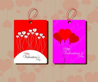Valentines Decorative Tags Design On Hearts Background