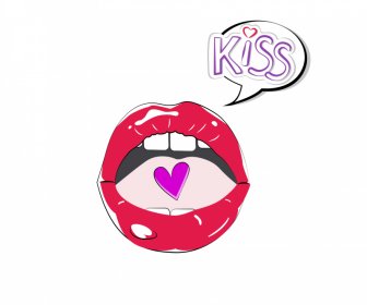 Valentines Kiss Icon Flat Handdrawn Outline