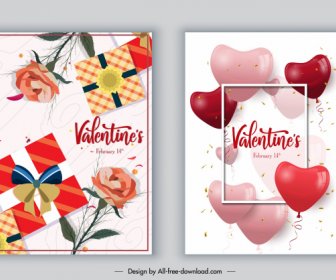 Valentines Poster Templates Modern Bright Floras Gifts Hearts