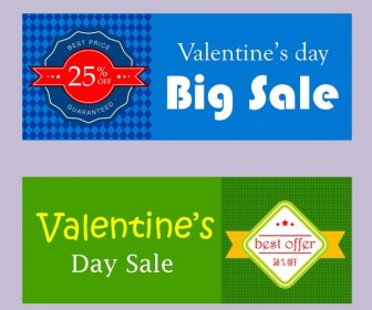 Valentines Sales Banner Sets In Green And Blue