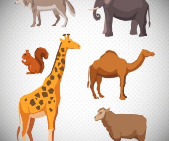 Various Animals Vector Illustration With Colored Design