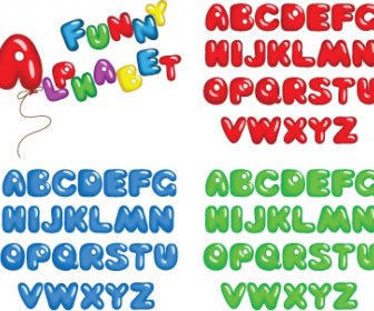 Varios Brillante Coloreado Alfabeto Diseño Vector Set