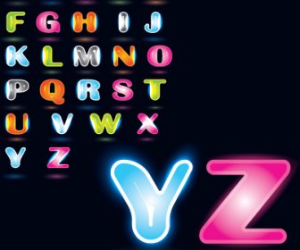 다양 한 밝은 색깔의 알파벳 디자인 벡터 세트