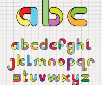 다양 한 밝은 색깔의 알파벳 디자인 벡터 세트