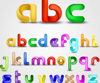 Various Bright Colored Alphabet Design Vector Set