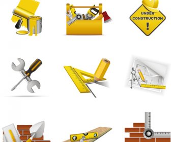 Vários ícones De Construtores Misturam Set Vector