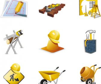 Vários ícones De Construtores Misturam Set Vector