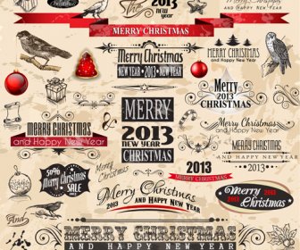 Various Christmas Decor Elements Vector Set