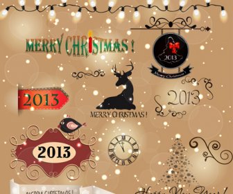 Various Christmas Decor Elements Vector Set