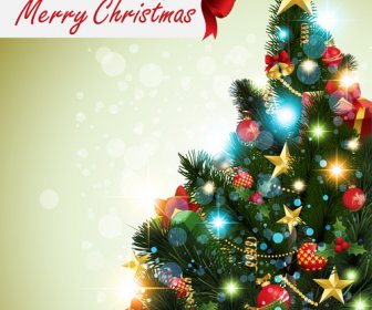 Various Christmas Tree Elements Vector Graphics Set